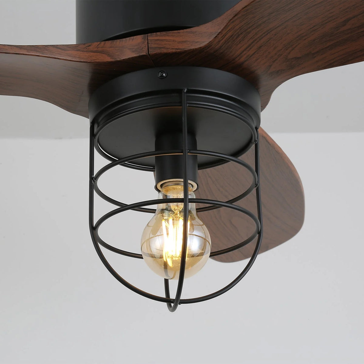 Ceiling Fan With Light | Industrial Wood & Metal | 36 in Diameter