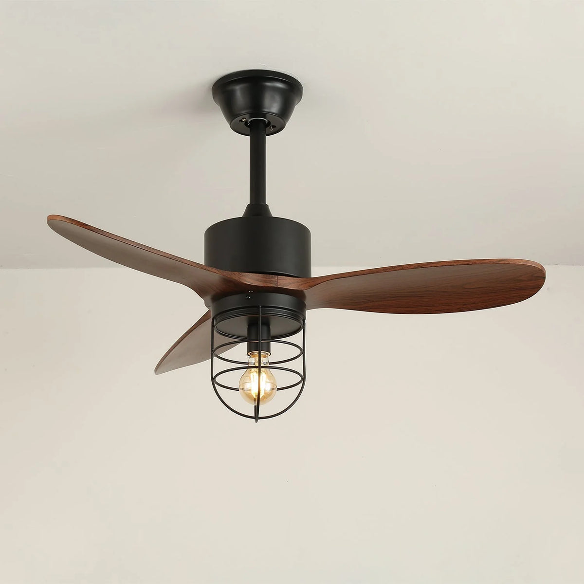 Ceiling Fan With Light | Industrial Wood & Metal | 36 in Diameter