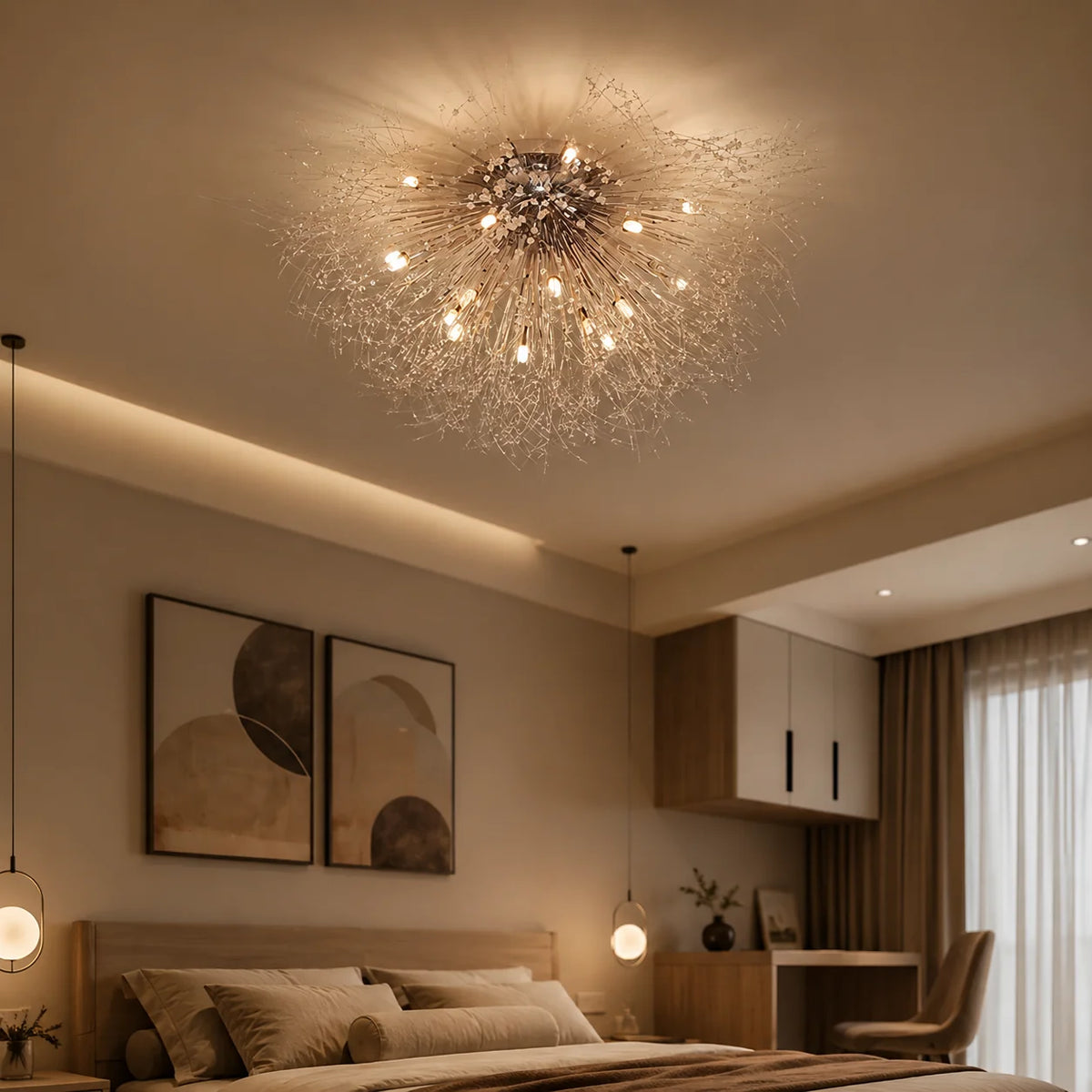 Ceiling Lamp | Crystal Design & Warm LED | 4–8 Lights
