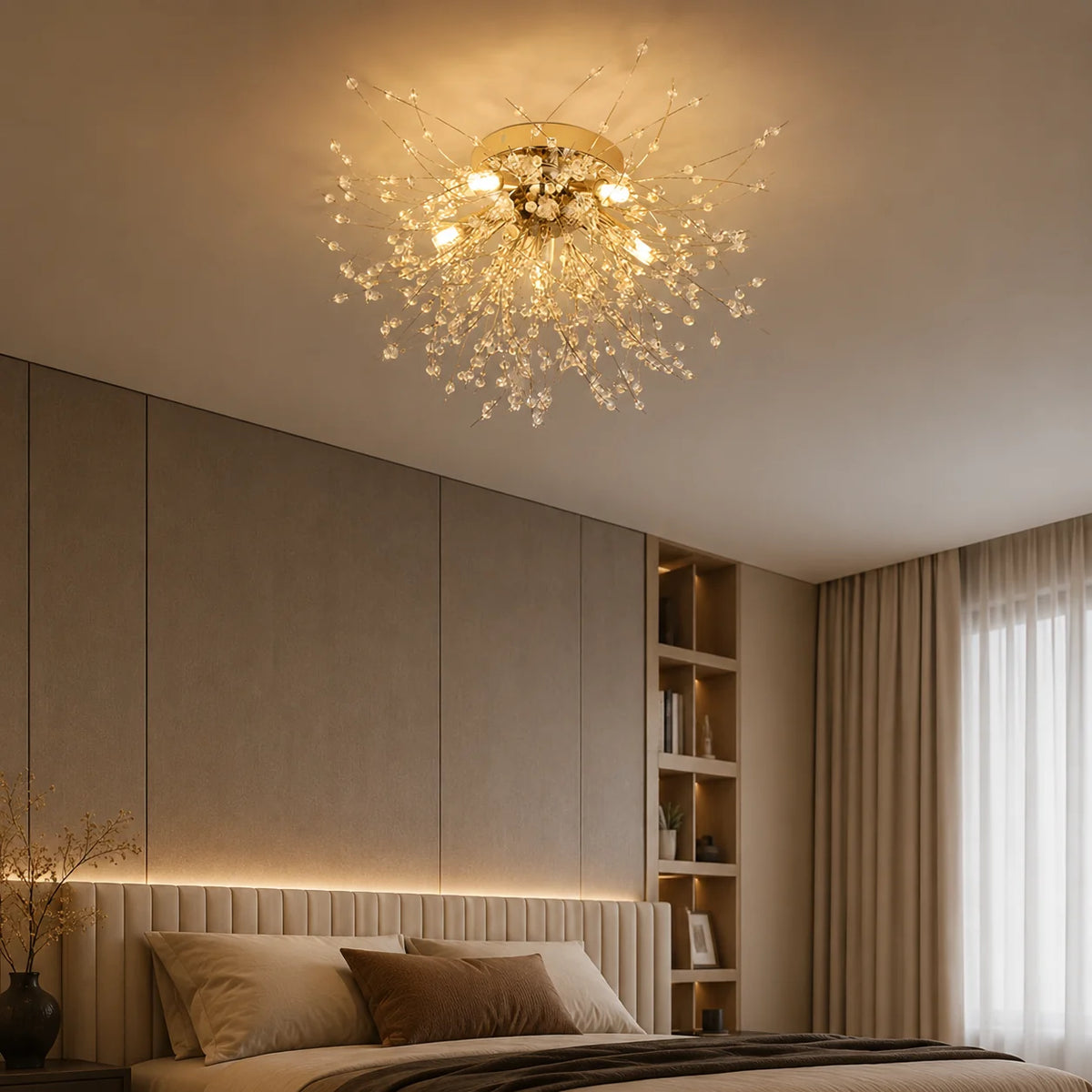 Ceiling Lamp | Crystal Design & Warm LED | 4–8 Lights