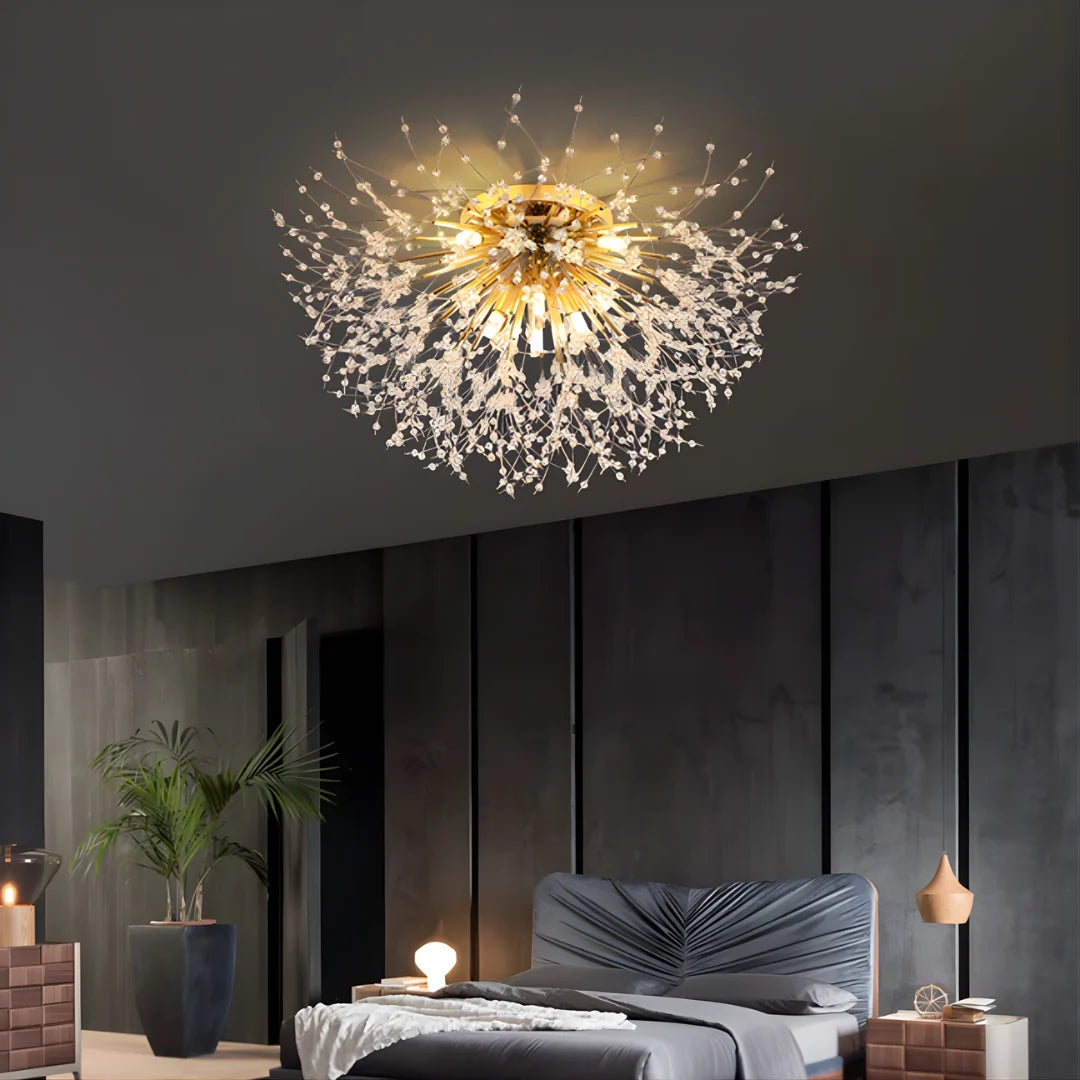 Ceiling Lamp | Crystal Design & Warm LED | 4–8 Lights