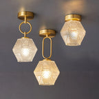 Ceiling Lamp | Geometric Diamond Pattern & Integrated LED | Gold Finish