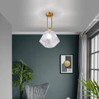 Ceiling Lamp | Geometric Diamond Pattern & Integrated LED | Gold Finish