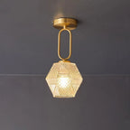 Ceiling Lamp | Geometric Diamond Pattern & Integrated LED | Gold Finish