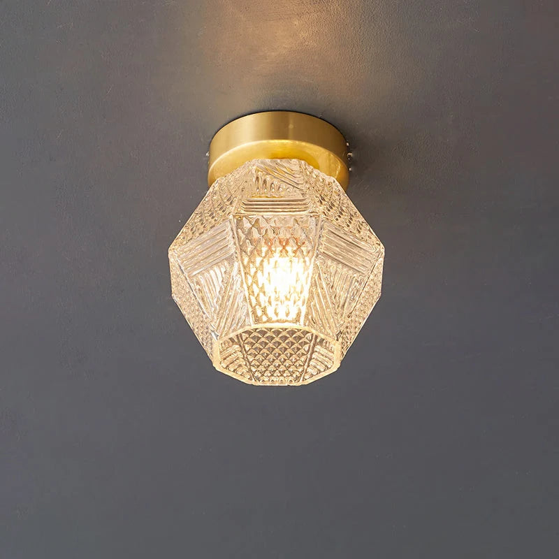 Ceiling Lamp | Geometric Diamond Pattern & Integrated LED | Gold Finish