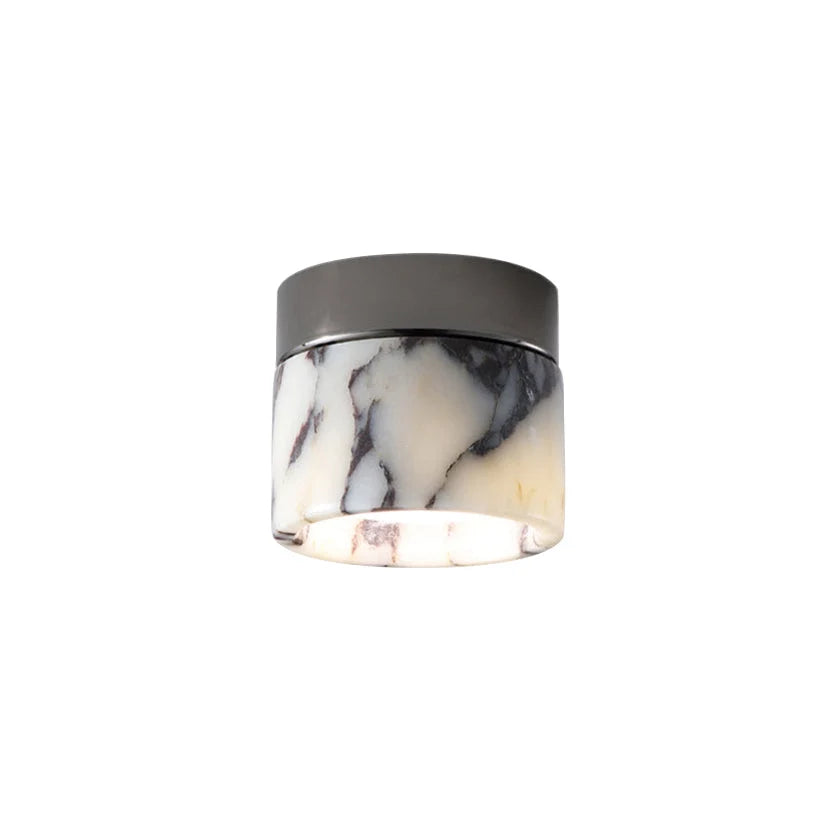 Ceiling Lamp | Marble Body & Glass Shade | 12 cm Diameter