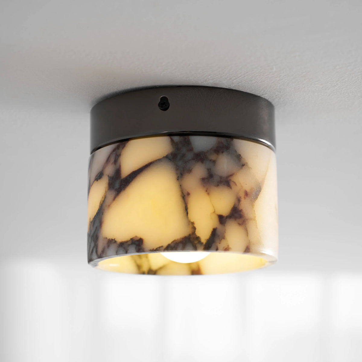 Ceiling Lamp | Marble Body & Glass Shade | 12 cm Diameter