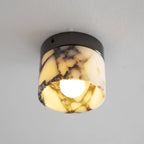 Ceiling Lamp | Marble Body & Glass Shade | 12 cm Diameter