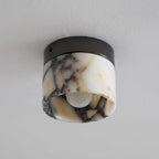 Ceiling Lamp | Marble Body & Glass Shade | 12 cm Diameter