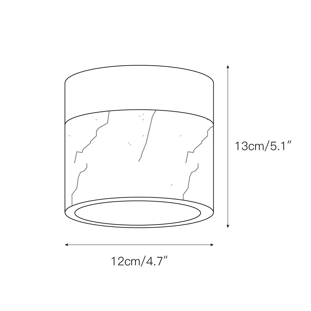 Ceiling Lamp | Marble Body & Glass Shade | 12 cm Diameter