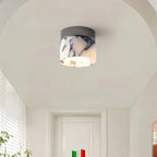 Ceiling Lamp | Marble Body & Glass Shade | 12 cm Diameter