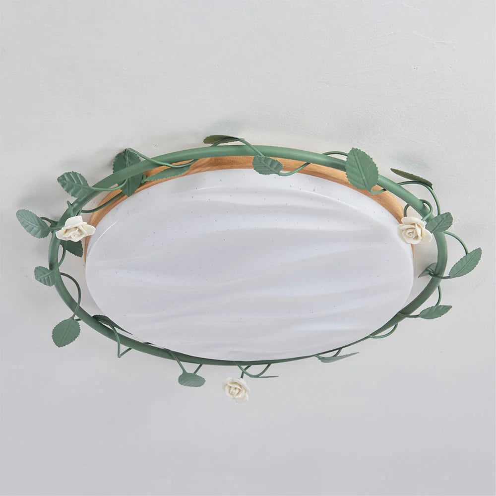 Ceiling Lamp | Rose Wreath Floral & Integrated LED | Ø36–58 cm