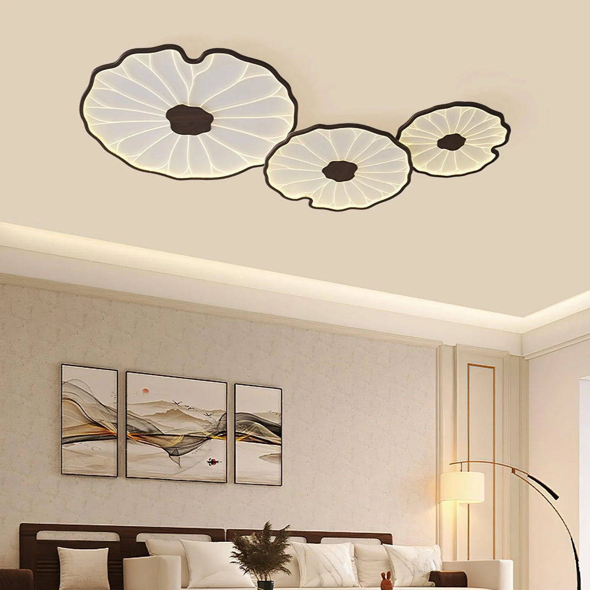 Ceiling Lamp | Walnut Wood-Look & Adjustable LED Color Temperature | Low-Profile