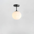 Ceiling Light | White Glass Globe & Gold Accents | 15 cm