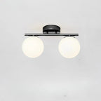 Ceiling Light | White Glass Globe & Gold Accents | 15 cm