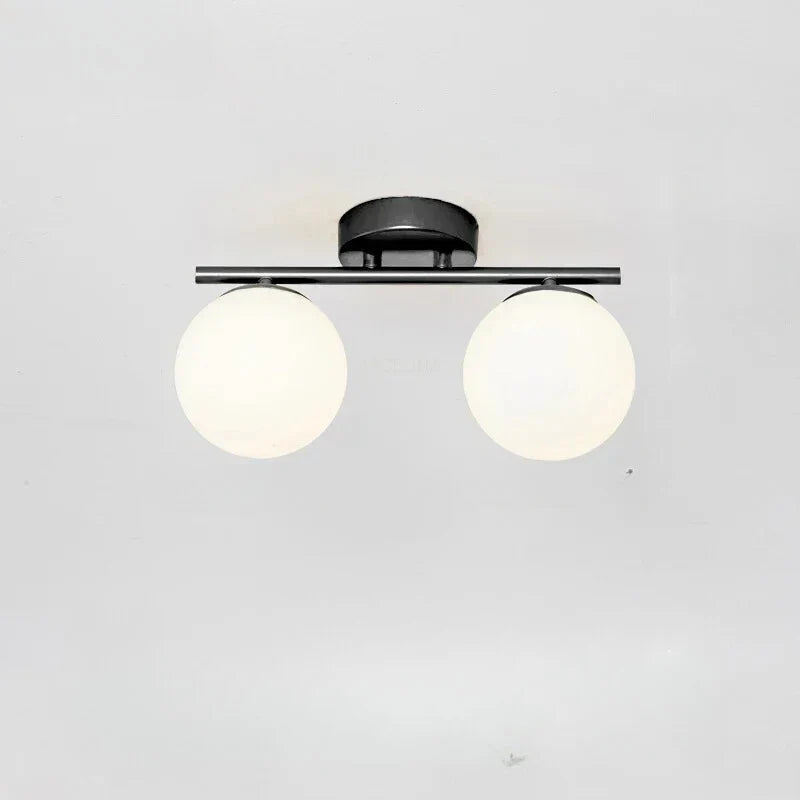 Ceiling Light | White Glass Globe & Gold Accents | 15 cm