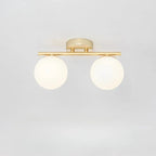 Ceiling Light | White Glass Globe & Gold Accents | 15 cm