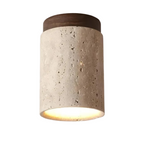 Ceiling Lamp | Travertine Shade & Wabi-Sabi Design | Integrated LED