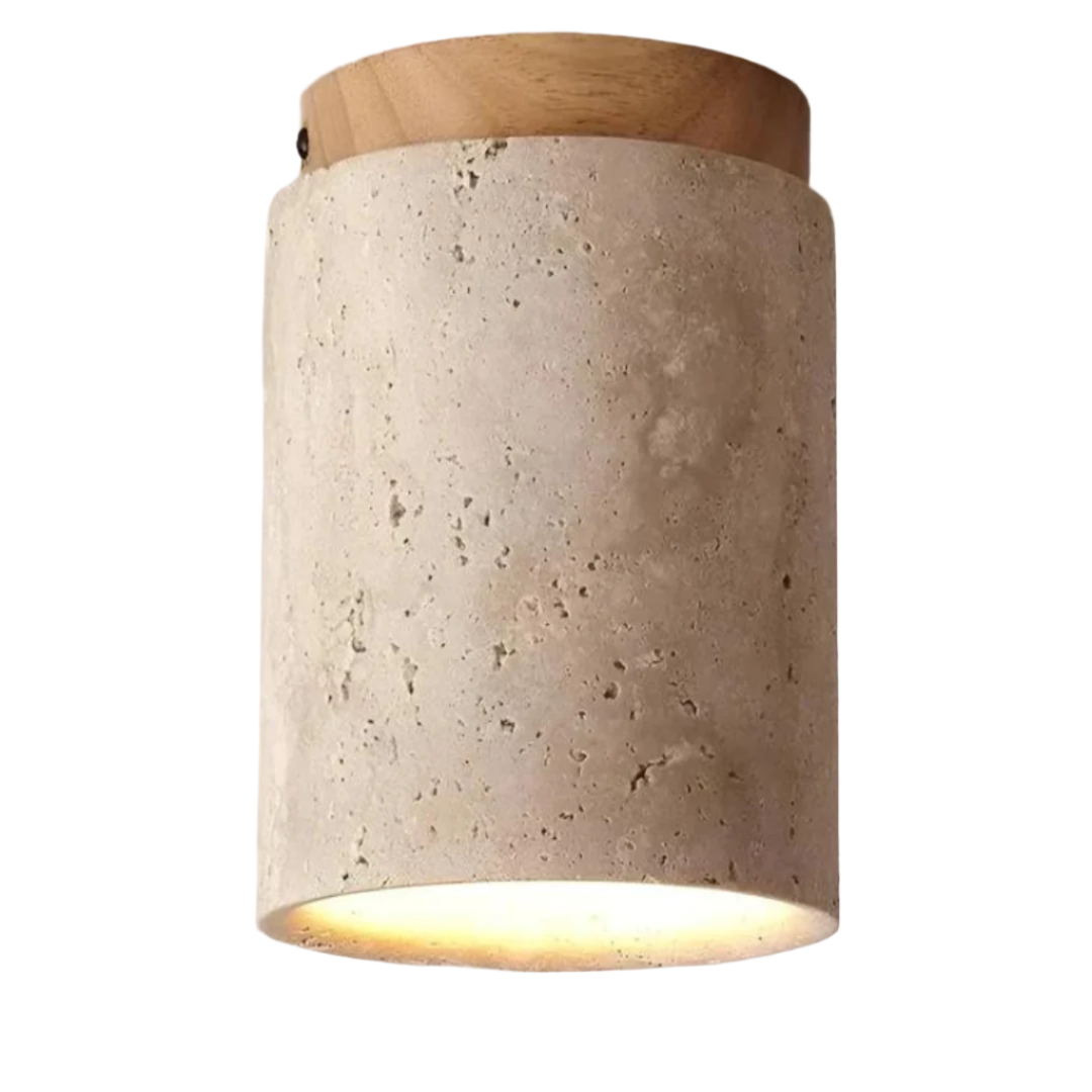 Ceiling Lamp | Travertine Shade & Wabi-Sabi Design | Integrated LED