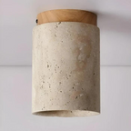 Ceiling Lamp | Travertine Shade & Wabi-Sabi Design | Integrated LED