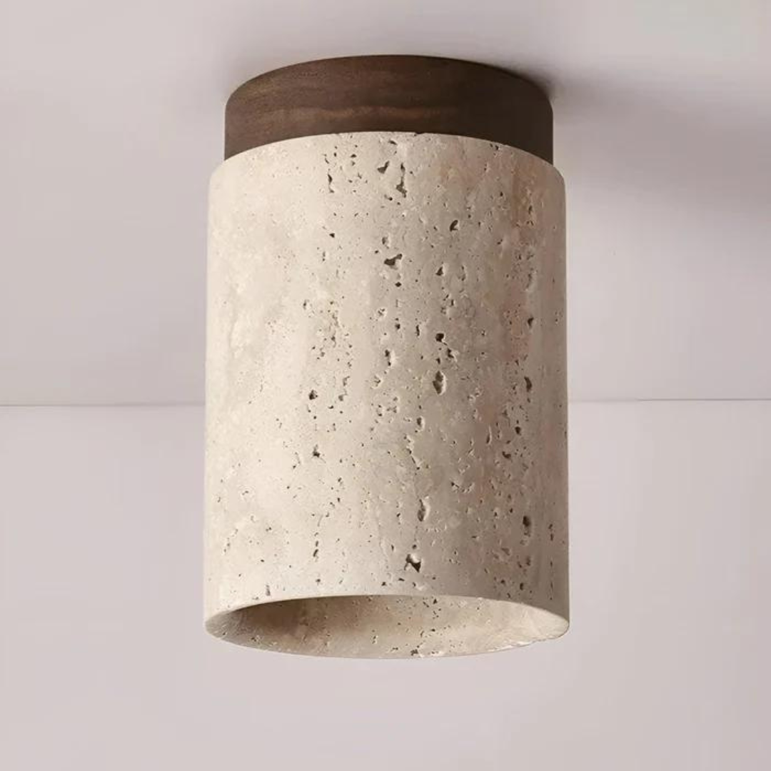 Ceiling Lamp | Travertine Shade & Wabi-Sabi Design | Integrated LED