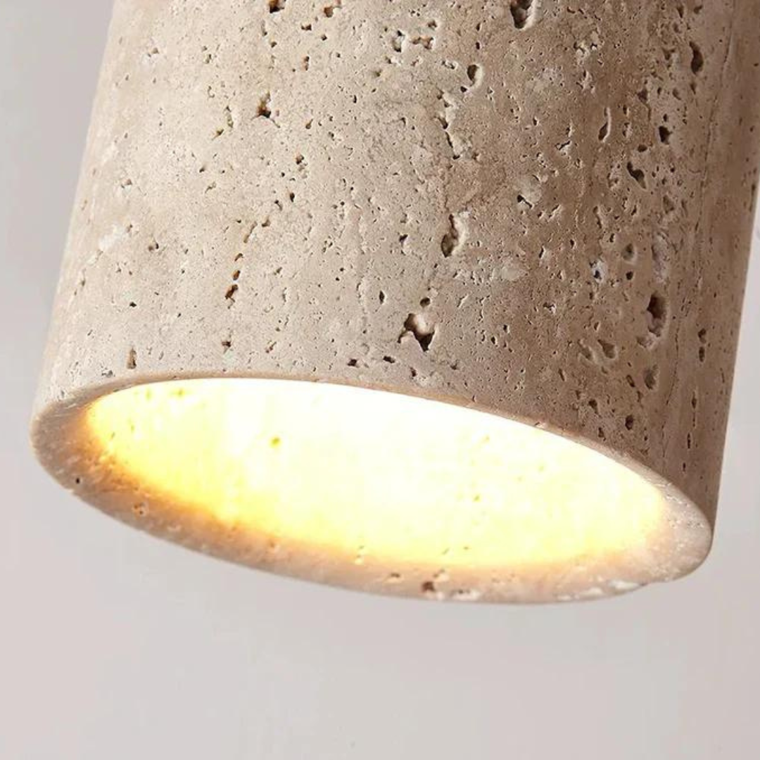 Ceiling Lamp | Travertine Shade & Wabi-Sabi Design | Integrated LED