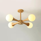 Ceiling Lamp | Wood & Glass Multi-Head | 50 cm Diameter
