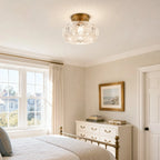Ceiling Light | Carved Glass & Low-Profile | Flush Mount