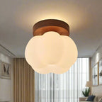 Ceiling Light | Flat Circular Wood Shade | Walnut Finish & LED