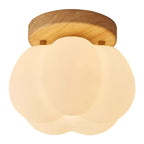 Ceiling Light | Flat Circular Wood Shade | Walnut Finish & LED