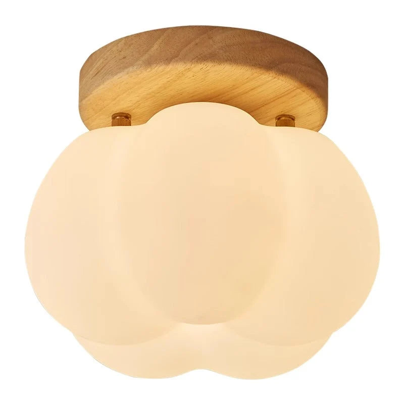 Ceiling Light | Flat Circular Wood Shade | Walnut Finish & LED