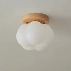 Ceiling Light | Flat Circular Wood Shade | Walnut Finish & LED