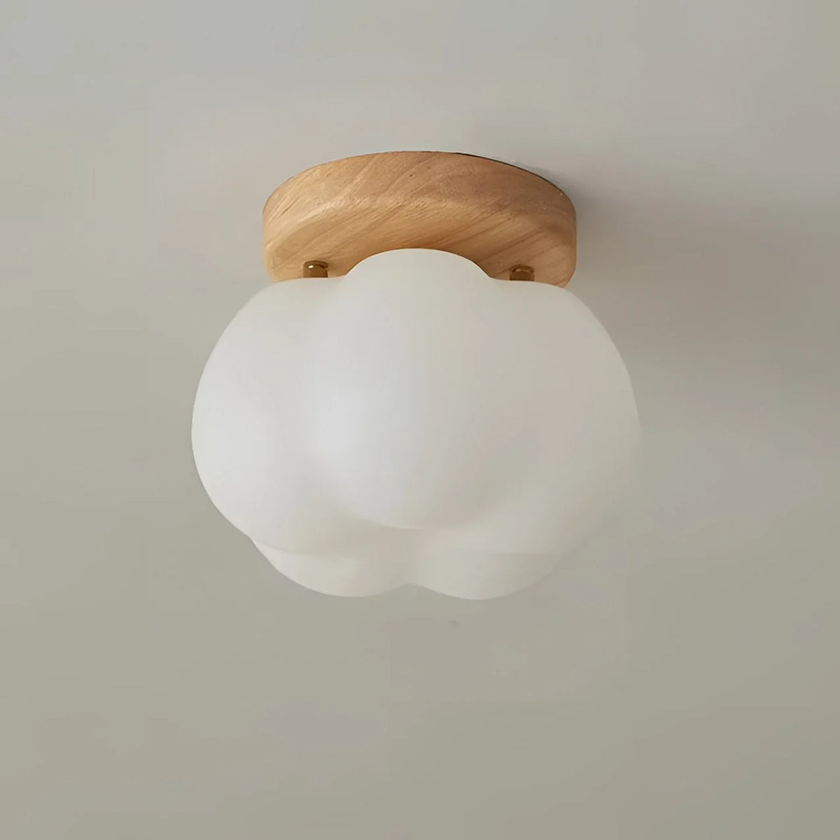 Ceiling Light | Flat Circular Wood Shade | Walnut Finish & LED