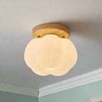 Ceiling Light | Flat Circular Wood Shade | Walnut Finish & LED