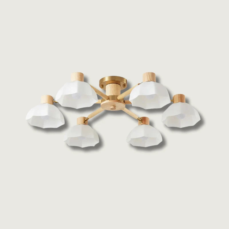 Ceiling Light | Floral Wood & Glass Design | 3/6/8-Light Options