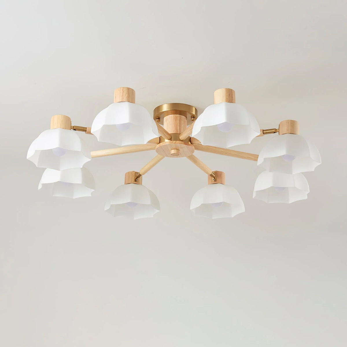 Ceiling Light | Floral Wood & Glass Design | 3/6/8-Light Options