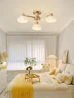 Ceiling Light | Floral Wood & Glass Design | 3/6/8-Light Options