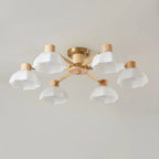 Ceiling Light | Floral Wood & Glass Design | 3/6/8-Light Options