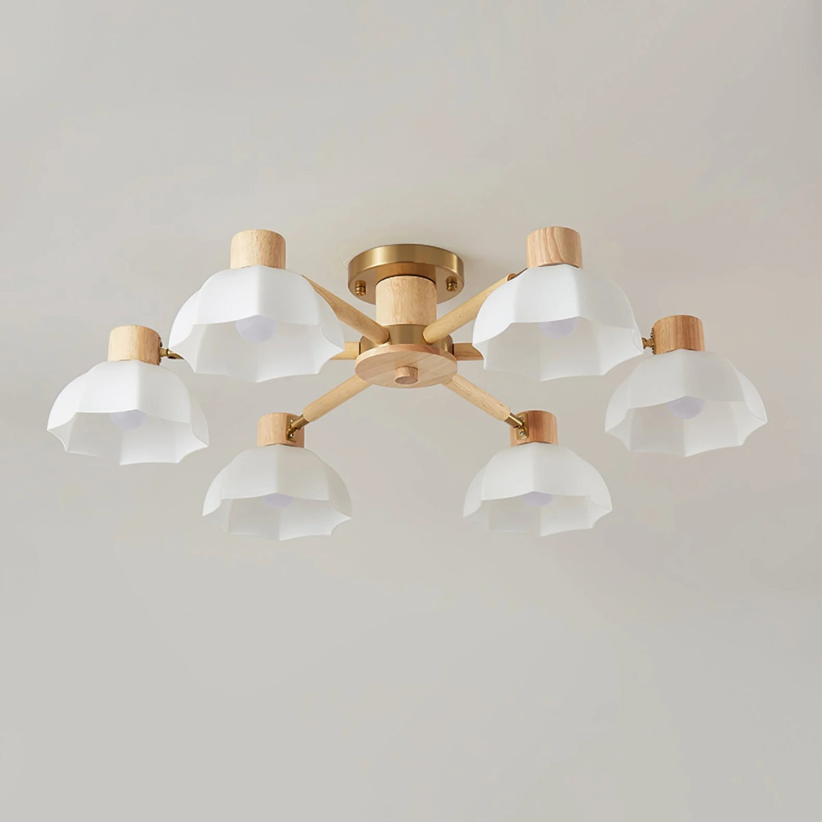Ceiling Light | Floral Wood & Glass Design | 3/6/8-Light Options