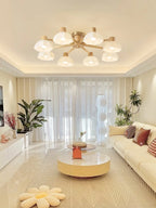 Ceiling Light | Floral Wood & Glass Design | 3/6/8-Light Options