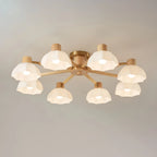 Ceiling Light | Floral Wood & Glass Design | 3/6/8-Light Options