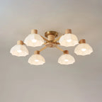 Ceiling Light | Floral Wood & Glass Design | 3/6/8-Light Options