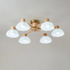 Ceiling Light | Floral Wood & Glass Design | 3/6/8-Light Options