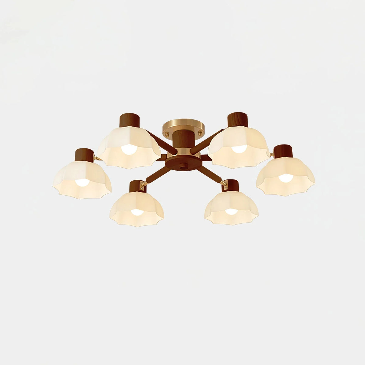 Ceiling Light | Floral Wood & Glass Design | 3/6/8-Light Options