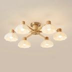 Ceiling Light | Floral Wood & Glass Design | 3/6/8-Light Options