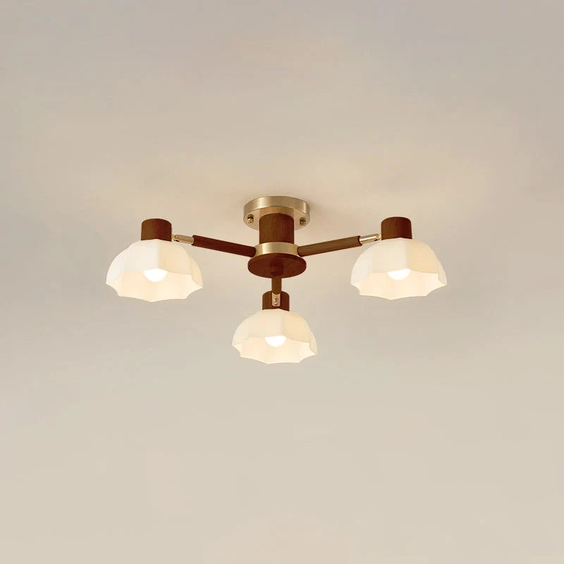 Ceiling Light | Floral Wood & Glass Design | 3/6/8-Light Options