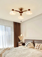 Ceiling Light | Floral Wood & Glass Design | 3/6/8-Light Options
