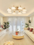 Ceiling Light | Floral Wood & Glass Design | 3/6/8-Light Options