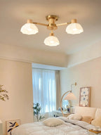 Ceiling Light | Floral Wood & Glass Design | 3/6/8-Light Options