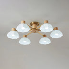 Ceiling Light | Floral Wood & Glass Design | 3/6/8-Light Options